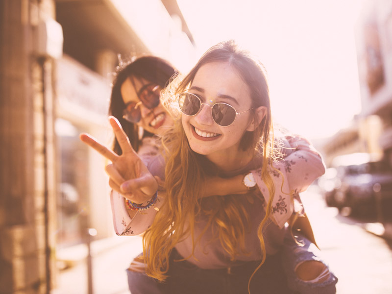 young women smiling