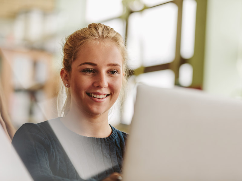 woman using laptop