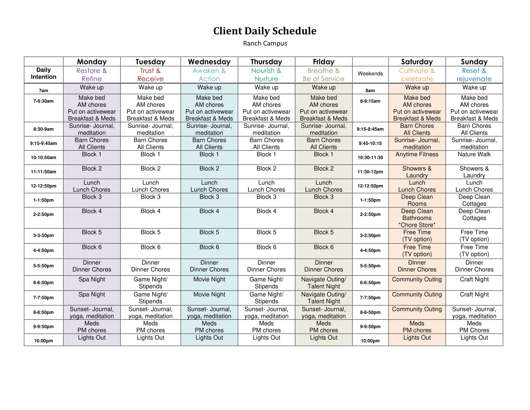 campus schedule